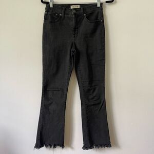Madewell Women's Skinny Mid-Rise Fringe Hem Black Denim Jeans Size 28